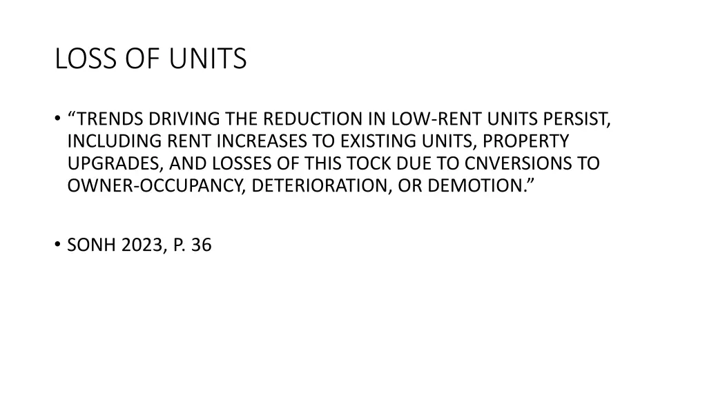 loss of units