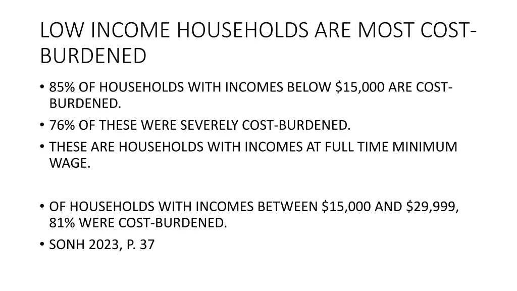 low income households are most cost burdened