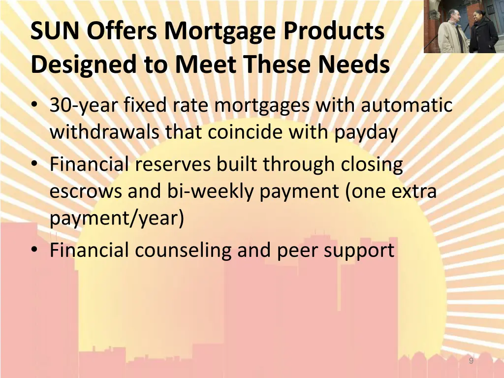 sun offers mortgage products designed to meet