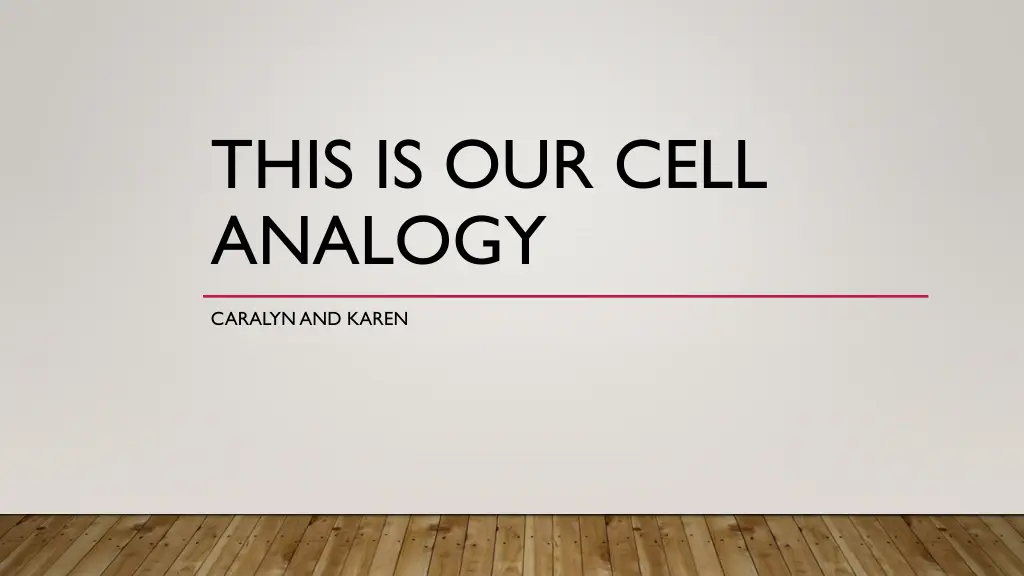 this is our cell analogy