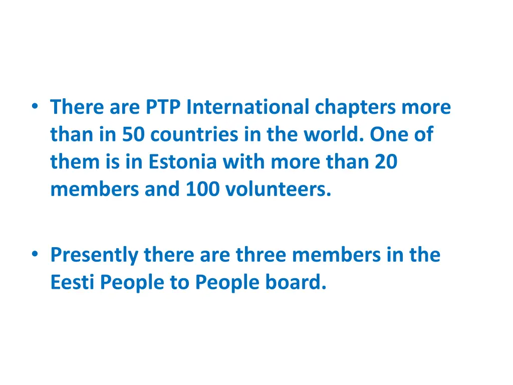 there are ptp international chapters more than