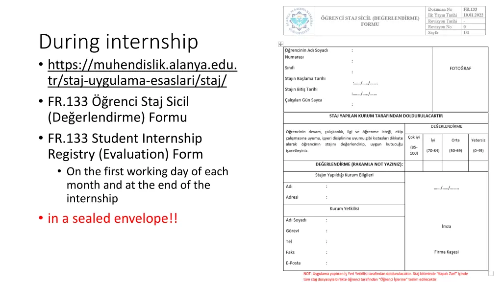 during internship https muhendislik alanya