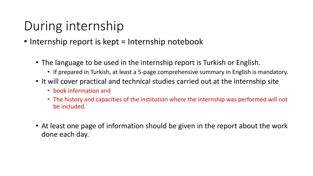 during internship internship report is kept