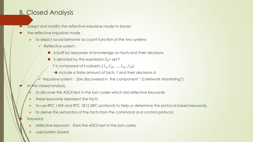 b closed analysis