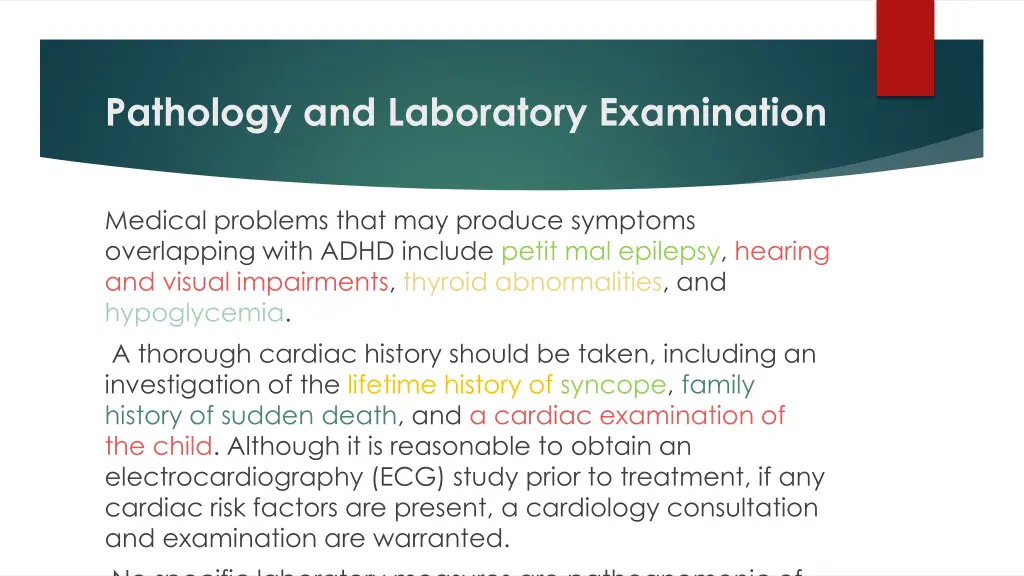 pathology and laboratory examination