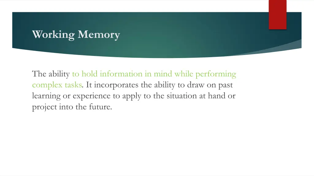 working memory