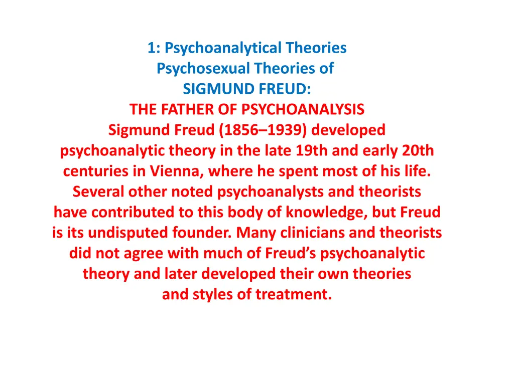 1 psychoanalytical theories psychosexual theories