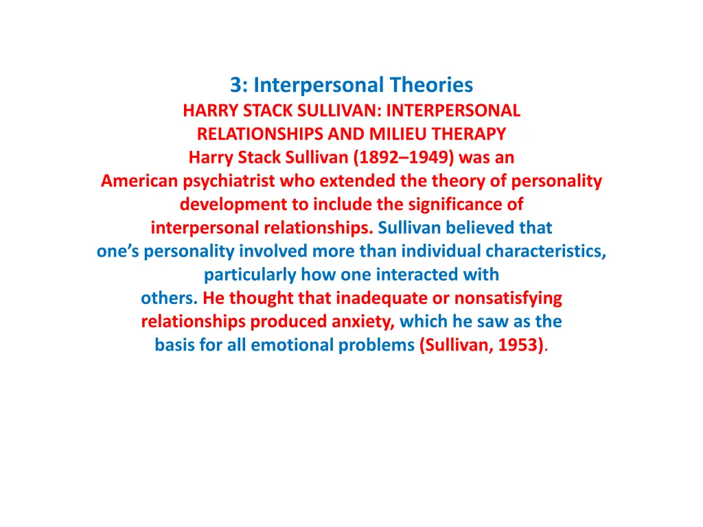 3 interpersonal theories harry stack sullivan