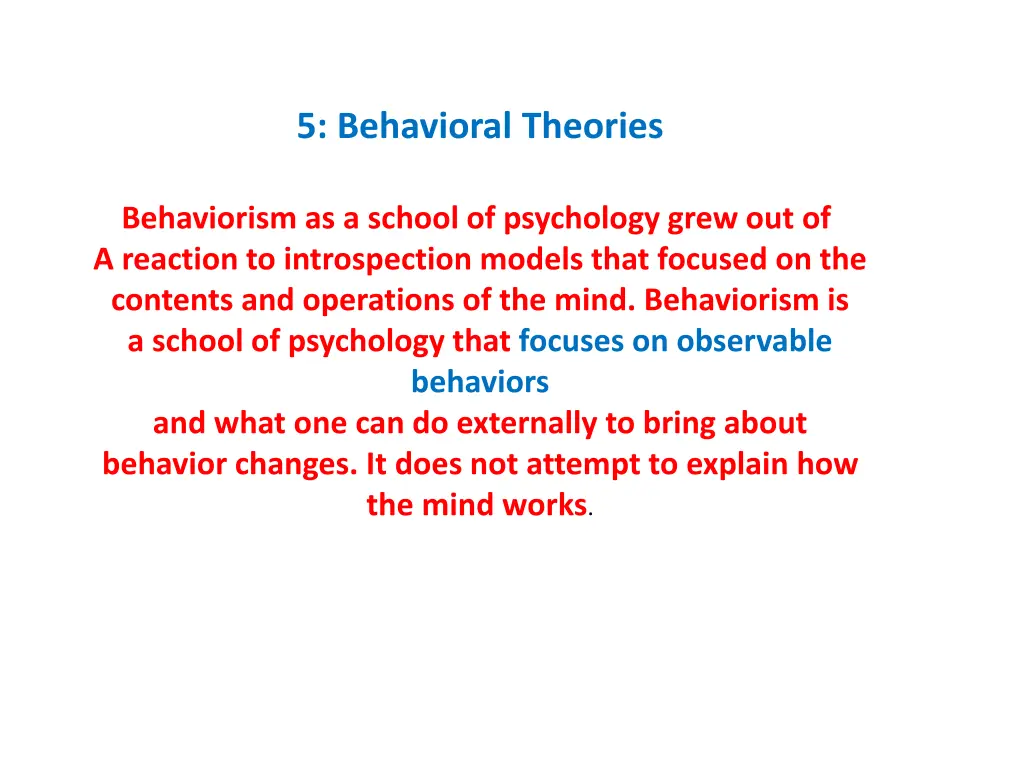 5 behavioral theories