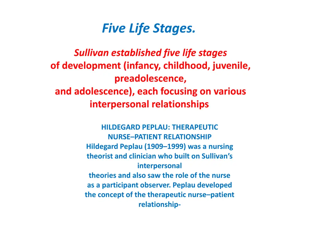 five life stages