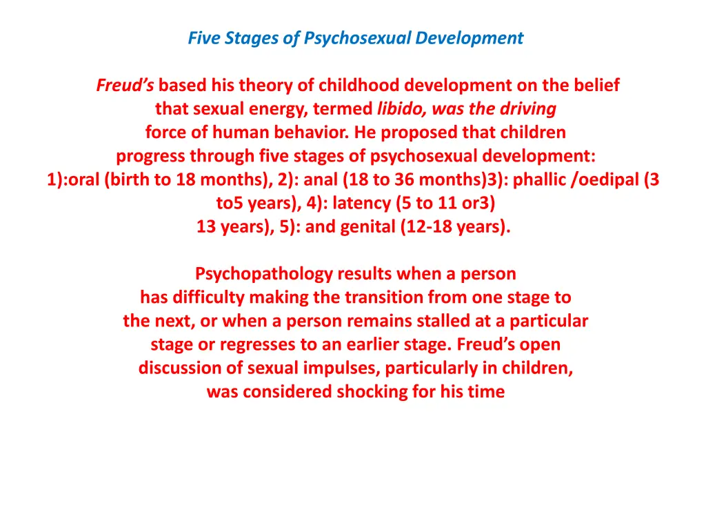 five stages of psychosexual development