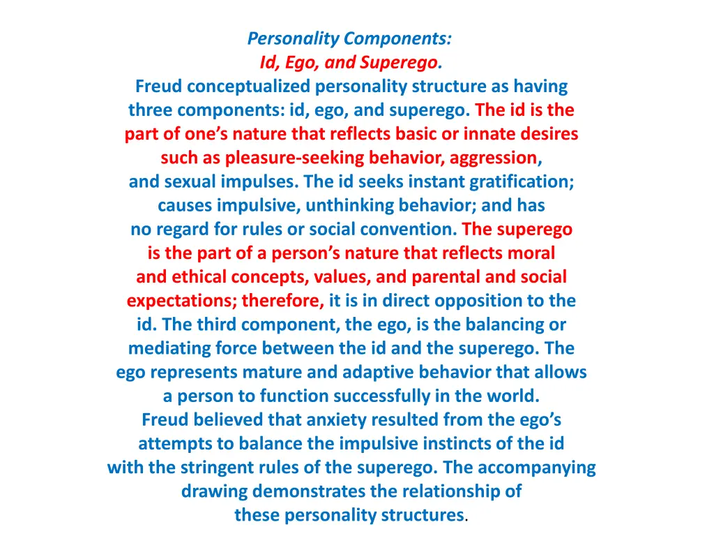 personality components id ego and superego