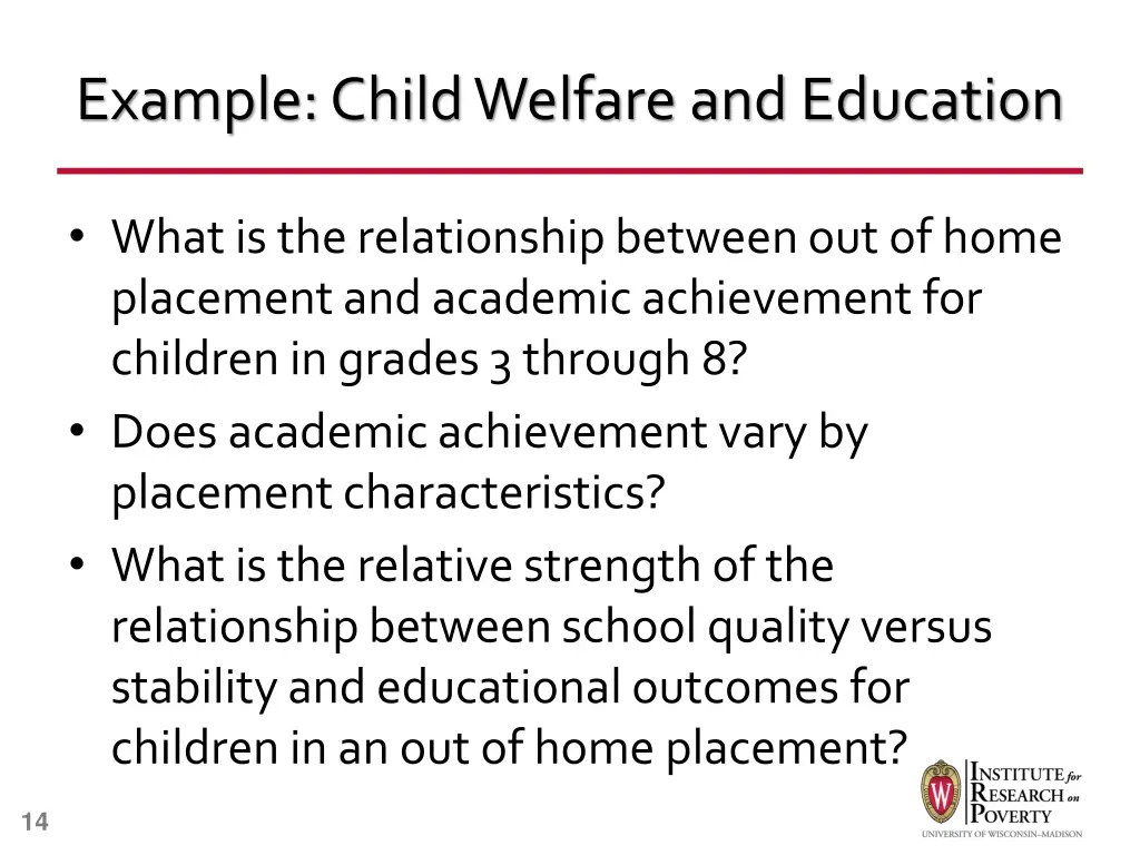 example child welfare and education