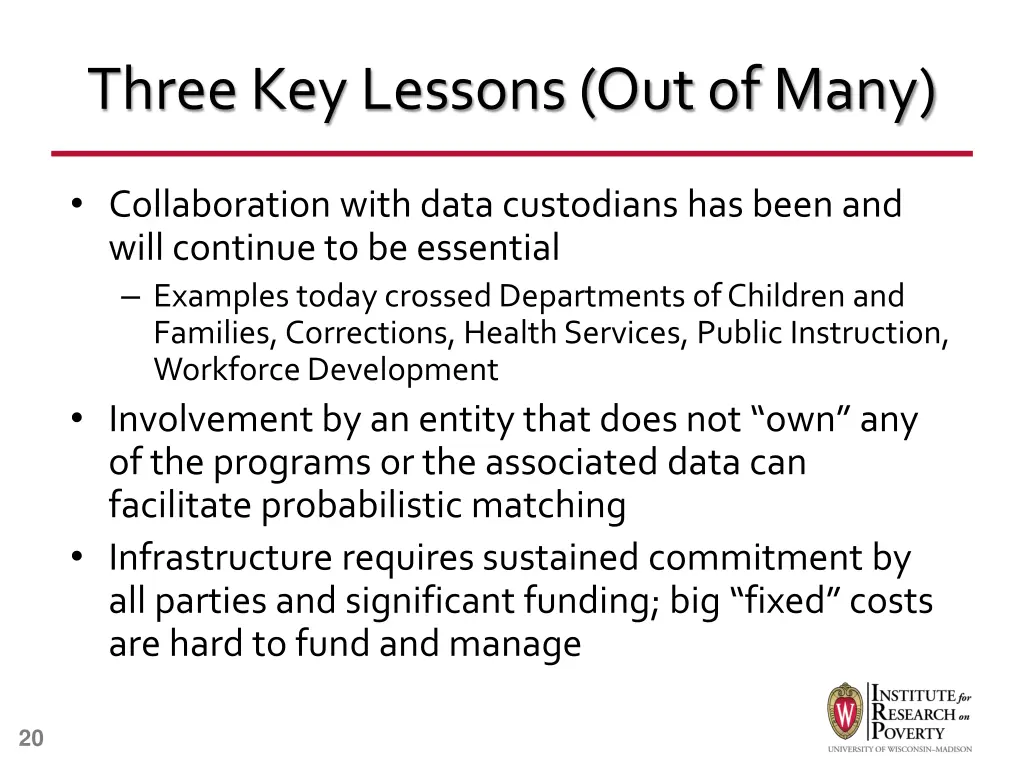 three key lessons out of many