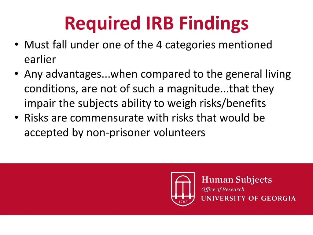 required irb findings must fall under