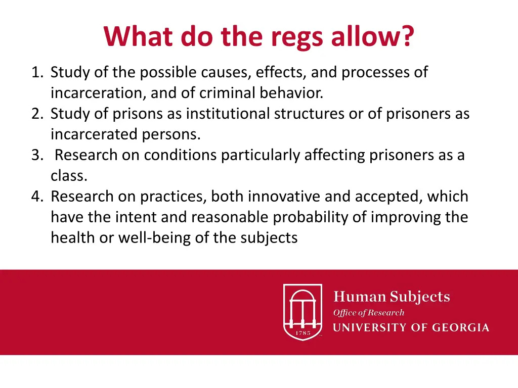 what do the regs allow