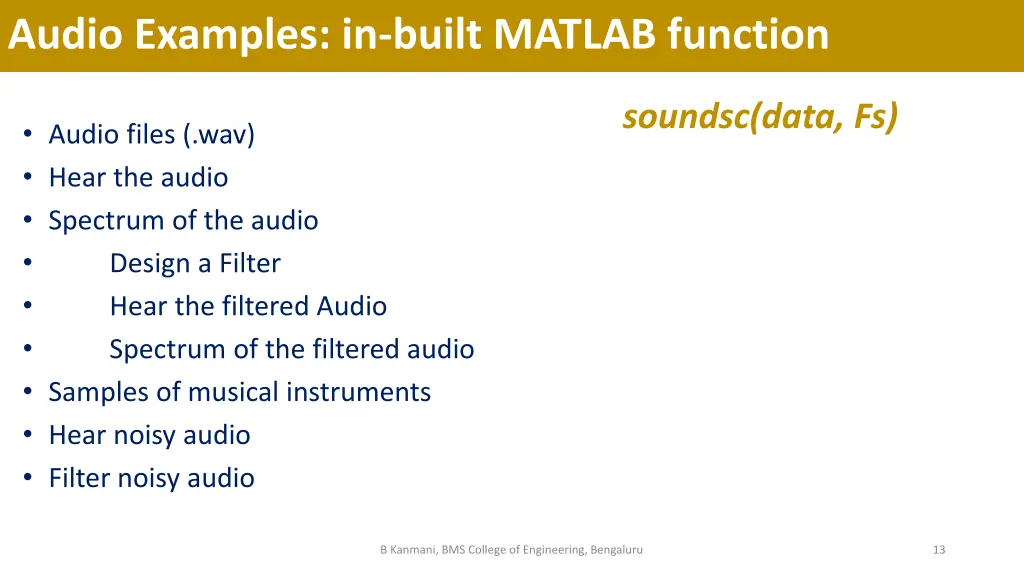 audio examples in built matlab function 1
