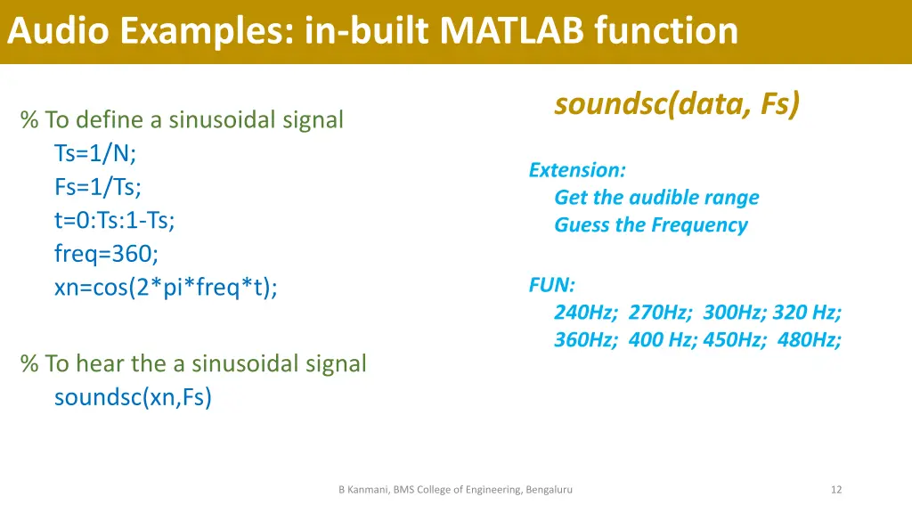 audio examples in built matlab function
