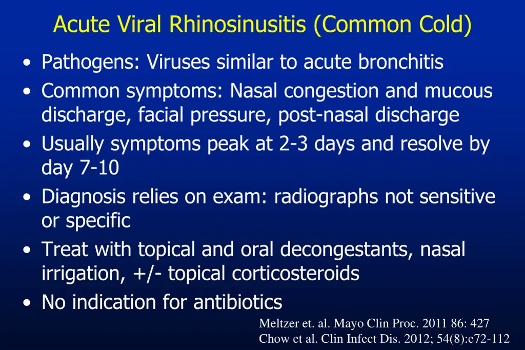 acute viral rhinosinusitis common cold