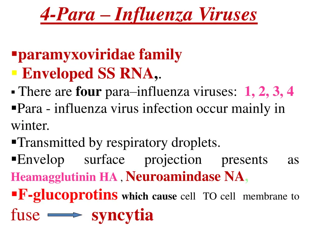 4 para influenza viruses