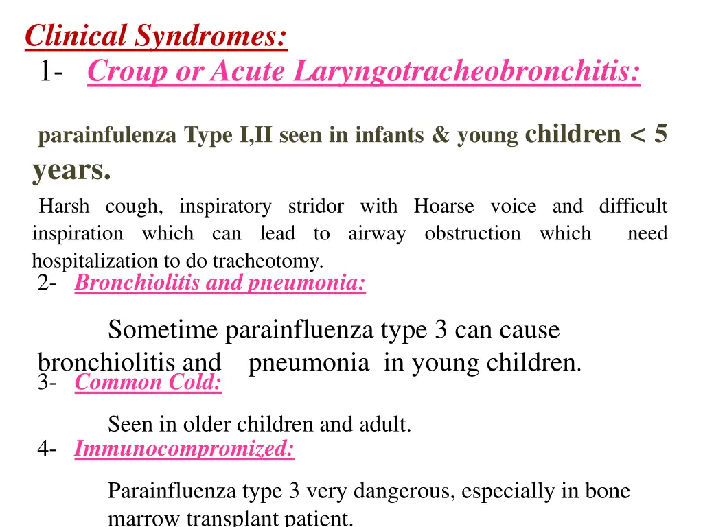 clinical syndromes 1 croup or acute