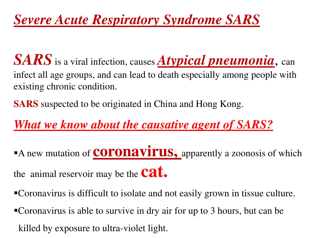 severe acute respiratory syndrome sars