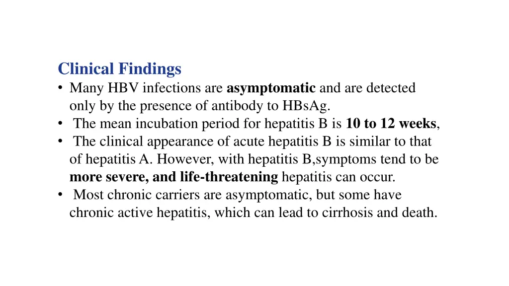 clinical findings many hbv infections