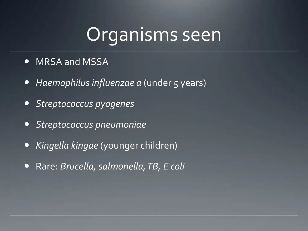 organisms seen