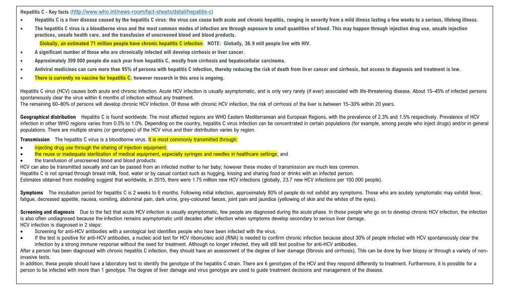 hepatitis c key facts http www who int news room