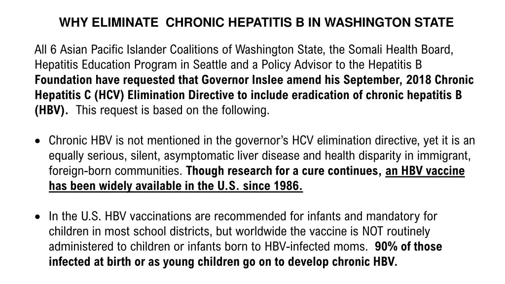 why eliminate chronic hepatitis b in washington