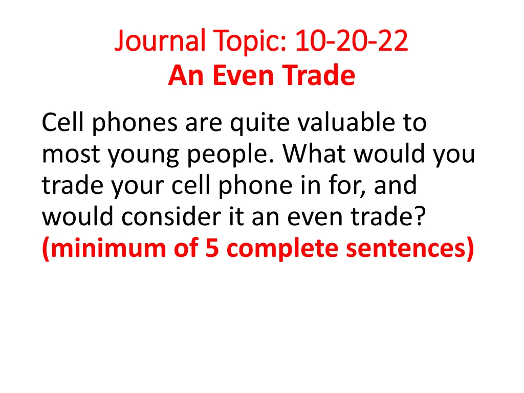 journal topic 10 journal topic 10 20 an even trade