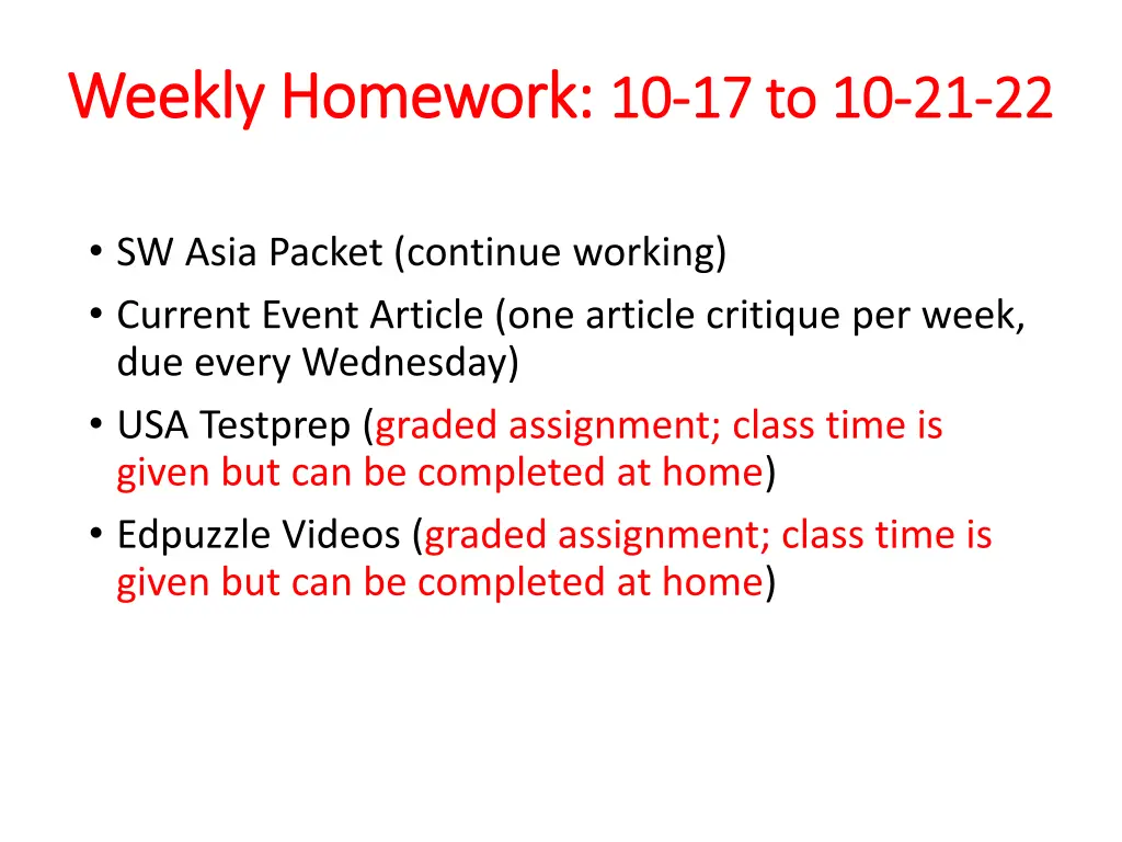 weekly homework weekly homework 10
