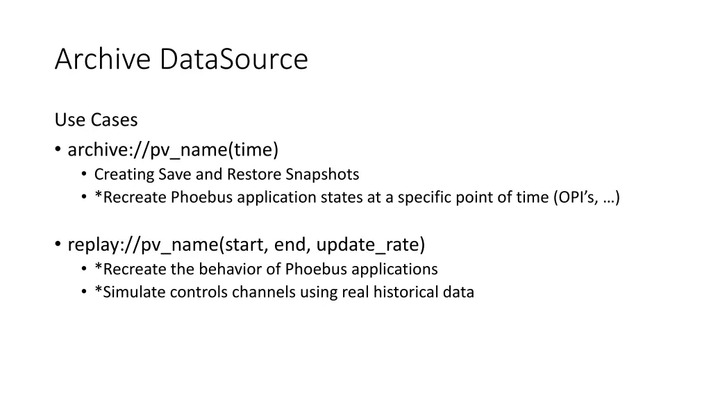 archive datasource 2
