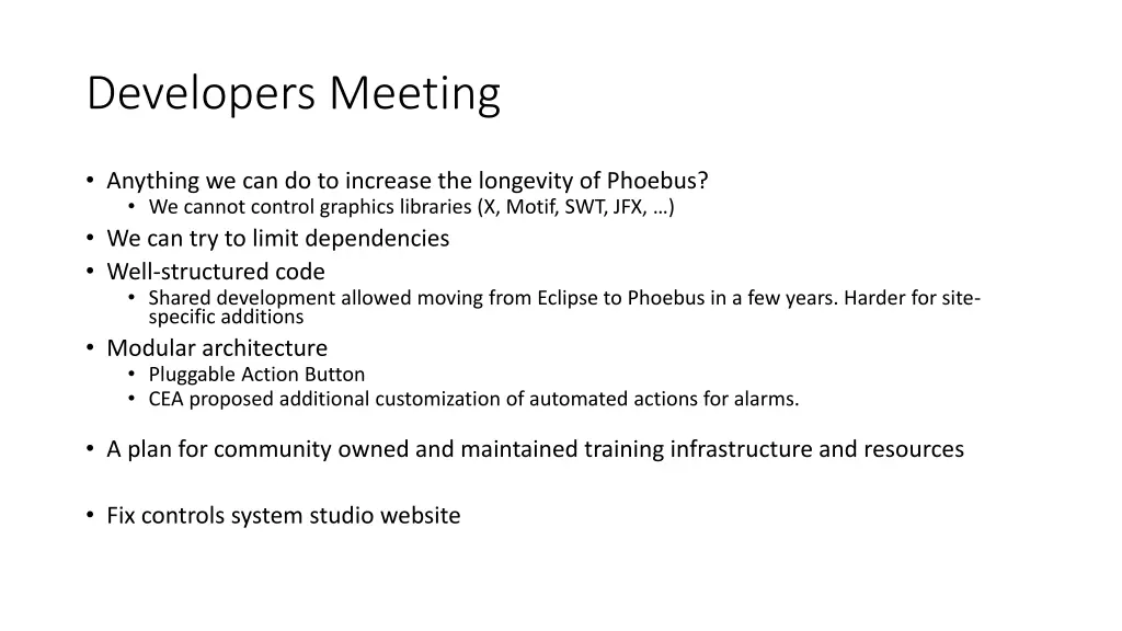 developers meeting 2