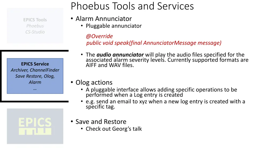 phoebus tools and services alarm annunciator