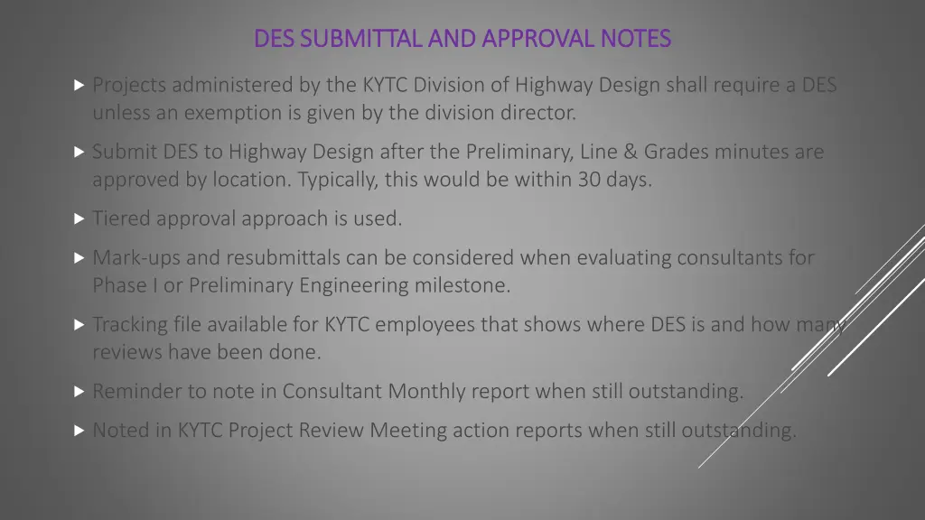 des submittal and approval notes des submittal