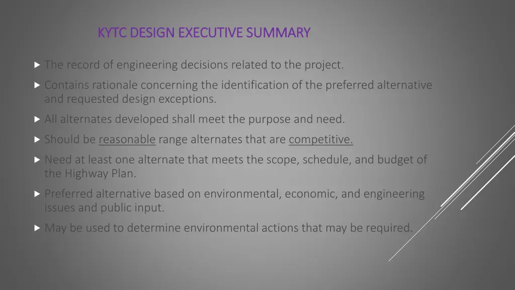 kytc design executive summary kytc design