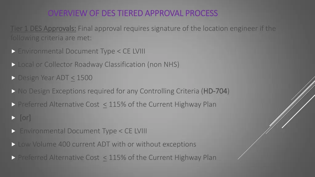 overview of des tiered approval process overview