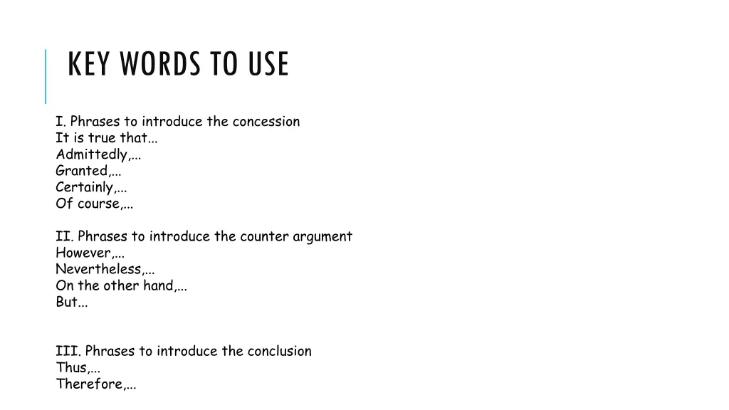 key words to use