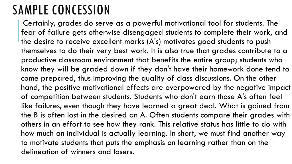 sample concession certainly grades do serve