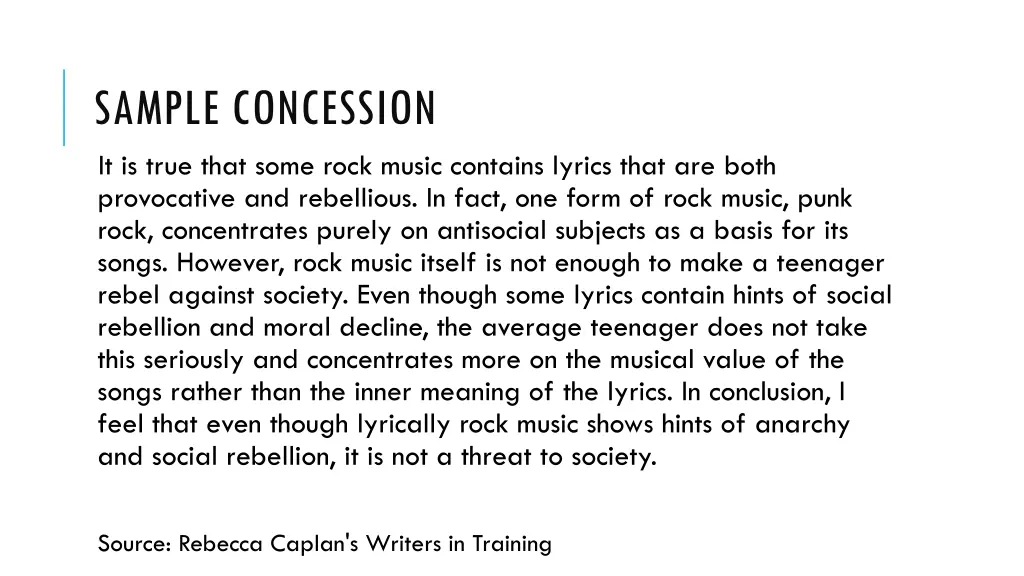 sample concession it is true that some rock music