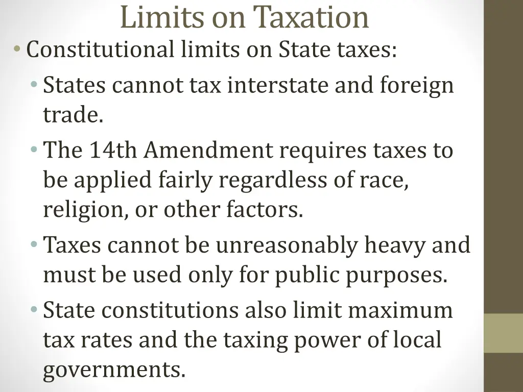 limits on taxation constitutional limits on state