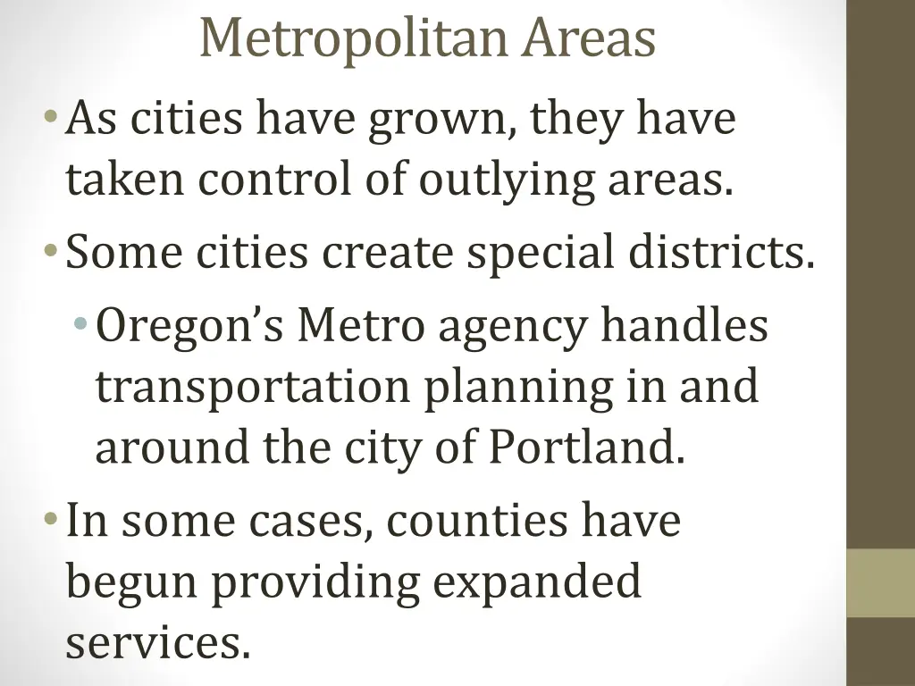 metropolitan areas as cities have grown they have