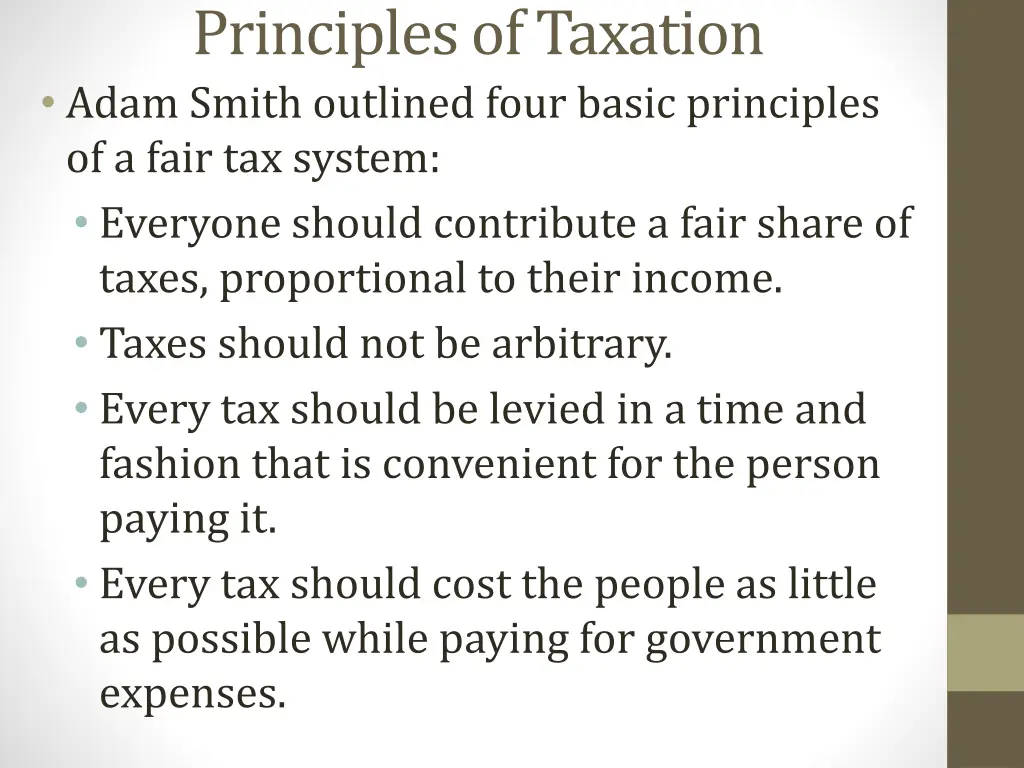 principles of taxation adam smith outlined four