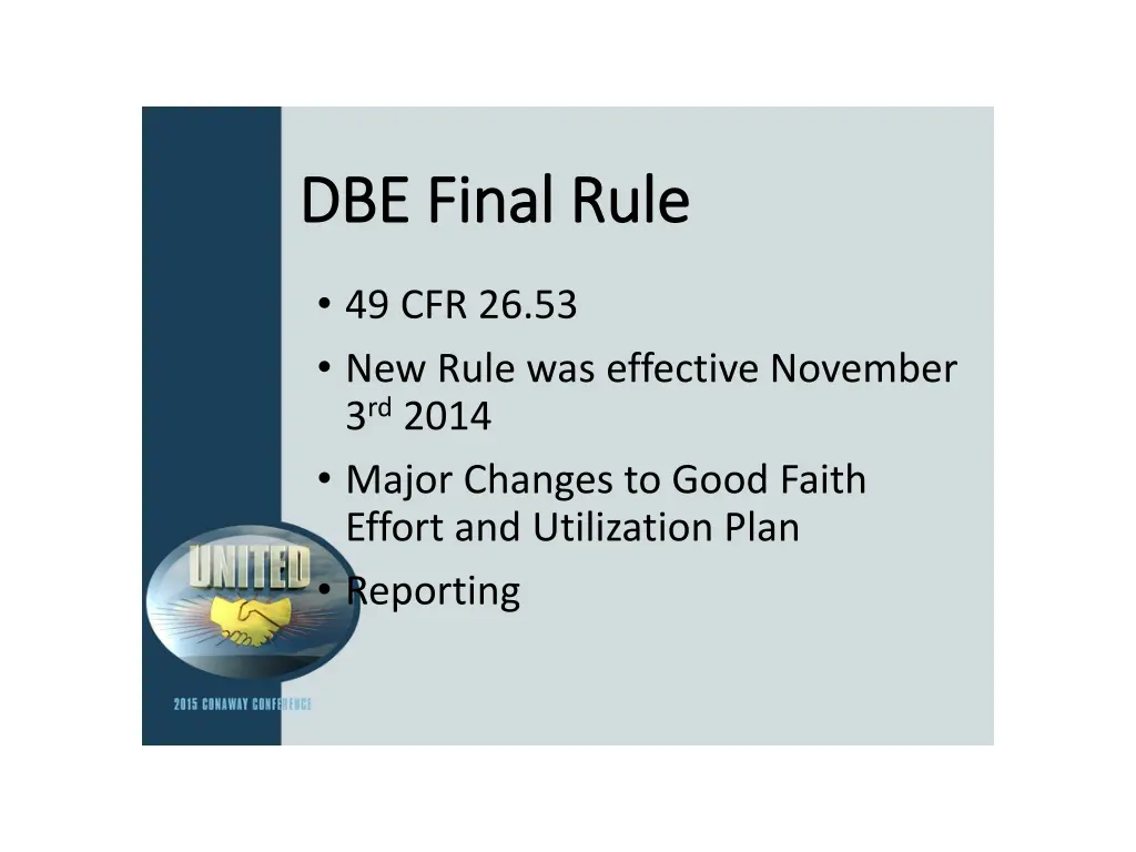 dbe dbe final rule final rule