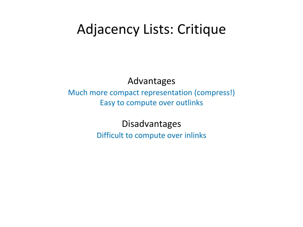 adjacency lists critique