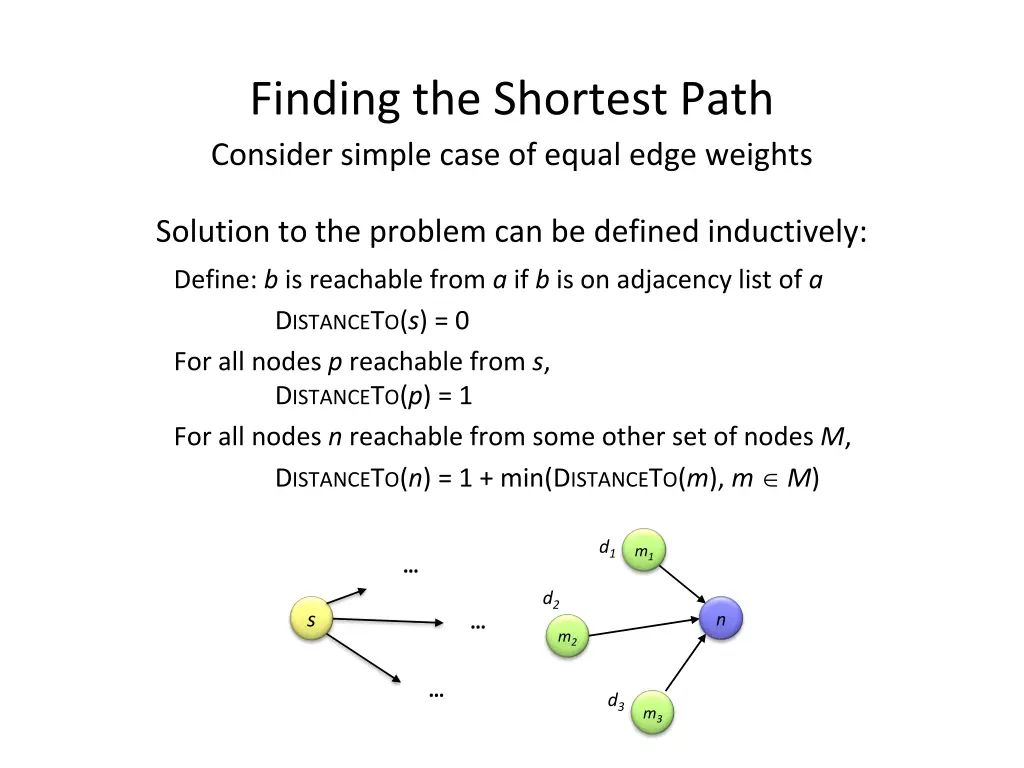 finding the shortest path consider simple case