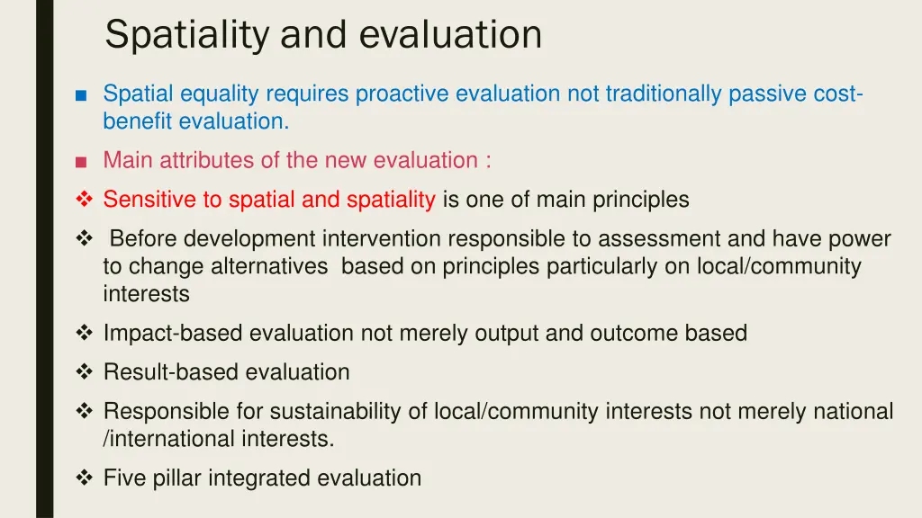 spatiality and evaluation