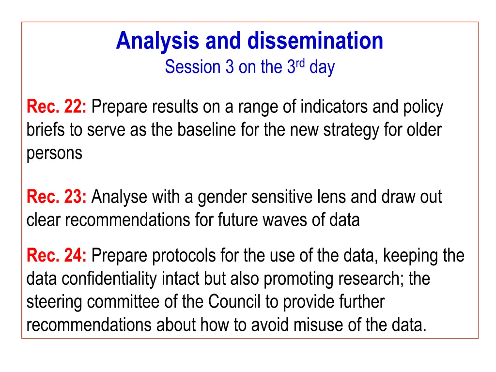 analysis and dissemination session