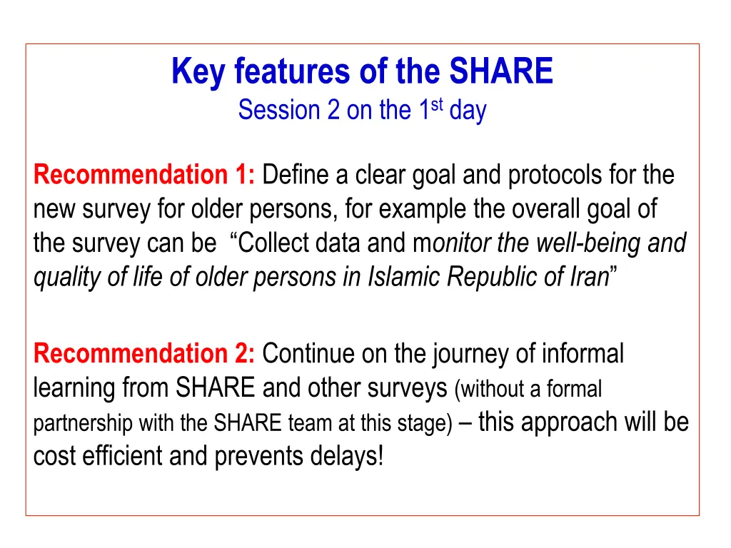 key features of the share session 1